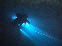 Cenote Escondido lights...